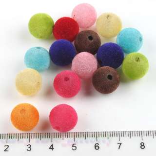 60pcs Mixed Colorful Acrylic Velvet Covered Beads 110939  