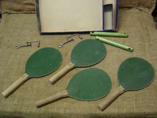 Vintage Ping Pong Set Antique Old Table Tennis Paddles  
