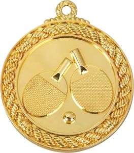 SHINY Gold Ping Pong Table Tennis Medals w/Ribbn  
