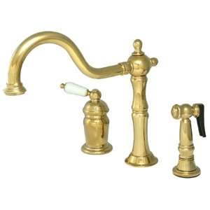 Kingston Brass KS1812PLBS Heritage Deck Mount Kitchen Faucet, with 