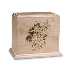  Angel With Child   Wood Infant Cremation Urn   Engravable 