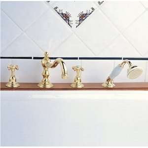   Royale Double Handle Roman Tub Faucet with Metal Cross Handles and Ha