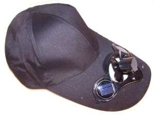 BLACK SOLAR POWER FAN BASEBALL CAP cool air powered hat  