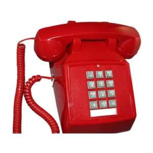    Red Push Button Vintage Style Corded Desk Phone