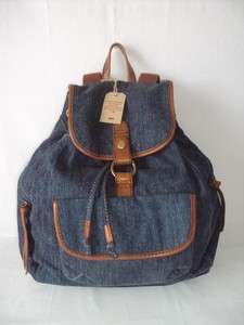   Womens West Coast Denim Backpack Blue Handbag Shoulderbag Purse New