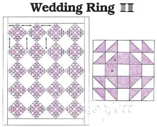 Wedding Ring Quilt Block & Quilt quilting pattern & templates  