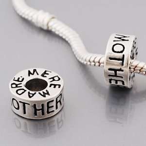 Pandora Style Antique Silver Plated MOTHER, MERE, MADRE Spacer Bead 