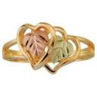 Black Hills Gold Tricolor 10K Gold Ladies Double Heart Ring