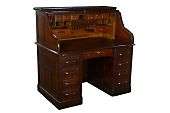   Solid Oak Tambour Roll Top Home Office Writing Table Desk x  