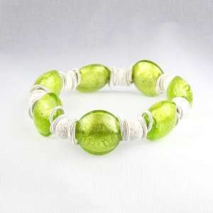  Murano Glass and Sterling Silver Bead Bracelet   Candy 
