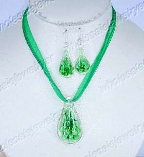 WHOLESALE 8set Murano glass pendant Necklace&Earring  