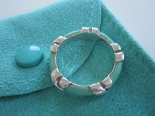 Tiffany & Co. Sterling Silver & Turquoise Blue Enamel Signature X Ring 