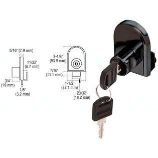 Laurence CRL Black Plated Cabinet Lock for Hinged Glass Doors 