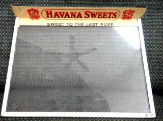 vintage HAVANA SWEETS CIGAR heavy glass metal DISPLAY  