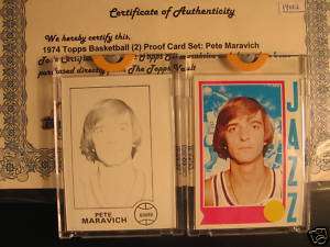 1974 Topps Basketball Pete Maravich (2) card Proof Set  