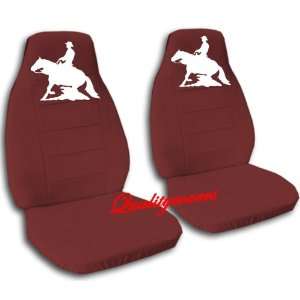 Burgundy Reining Horse seat covers. 40/60 split seat covers for a 