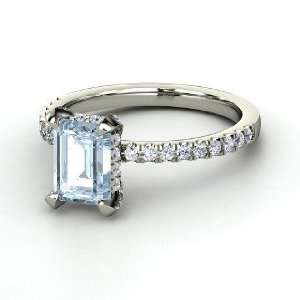  Reese Ring, Emerald Cut Aquamarine Sterling Silver Ring 
