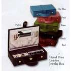 Budd Leather 543221L 9 Lizard Print Leather Travel Jewelry Box   Red