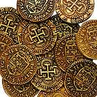 set of six replica gold effect metal spanish doubloon pirate coins 