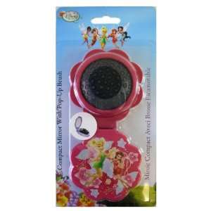 Red Disney Fairies Compact Mirror with Pop Up Brush   Tinkerbell Brush 