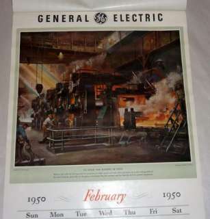 Vintage 1950 General Electric 30 Advertising Wall Calendar 12 full 