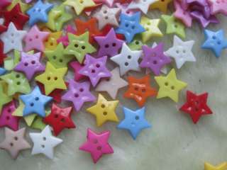 100x Stars Plastic Buttons/craft 2 holes lots Mix F065  