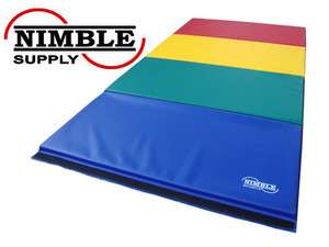 8ft Rainbow Gymnastics Mat Folding Gym Panel Mat 1 3/8 Firm  