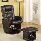   Home Rimini Euro Faux Leather Glider Recliner and Ottoman Set in Brown