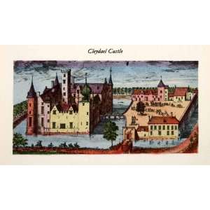 1950 Photolithograph Cleydael Castle Aartsellar Antwerp Belgium Hotel 