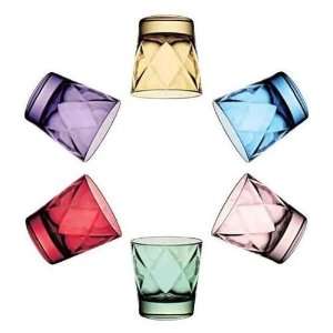  Set of 6 Euforia Large Tumblers   Assorted Colored Glass 