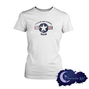 Proud Air Force Mom   Military Supporter Ladies T Shirt  