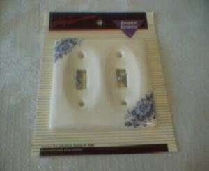 Ceramic Shabby BLUE WHITE DOUBLE SWITCHPLATE COVER NEW  