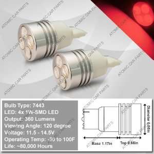  Max Intensity 120° LED Bulbs (4W Lens Top)   7443 Type 
