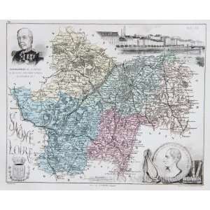  Vuillemin Map of Saone Loire (1886)