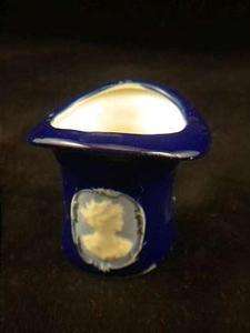 GERMANY COBALT BLUE Lady Cameo TOP HAT TOOTHPICK HOLDER  