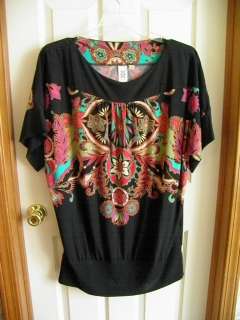   Marc Bouwer Printed Tunic with Batwing Sleeves & Banded Bottom Size XL