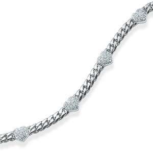  18 Kt White Gold Diamond Heart Bracelet Jewelry
