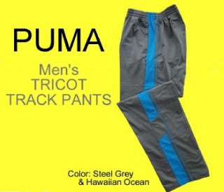 Mens PUMA Gray & Hawaiian Ocean TRICOT TRACK PANTS XL  
