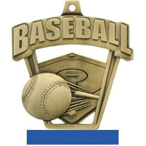   Custom Baseball Medals GOLD/BLUE RIBBON 2.5