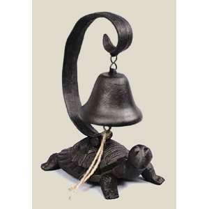  Black Cast Iron Dinner Bell w/ Figural Turtle Base 