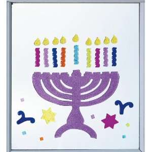 Hanukkah Reusable Gel Menorah and Dreidel Window Decorations, Set of 2