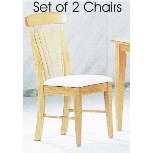  Set of 2 Maple Finish Dining Side Chairs/Chair w/Arrow 