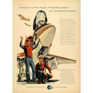  1956 Ad Douglas A4D Skyhawk Aircraft Navy Carrier Jet 