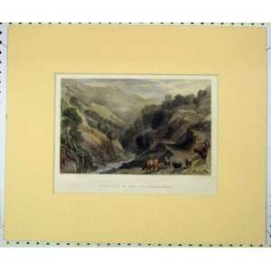 1840 Hand Coloured Print View Maneille Val Germanasca  