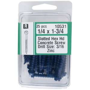  Midwest Slotted Hex Head Concrete Screw, 1/4 x 1 3/4 