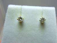   OF VINTAGE 14K SOLID YELLOW GOLD DIAMOND STONE POST EARRINGS  