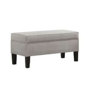 Skyline Furniture Modern Velvet Upholstered Storage Bench, Light Gray 