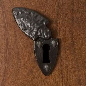 Hand Forged Iron Spear Keyhole Escutcheon   Matte Black Powder Coat 