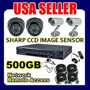 Home Security Camera System 4 Channel Indoor and Outdoor Sharp CCD DVR 