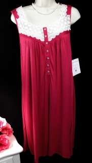 NWT 2X Eileen West♥Nightgown♥Modal Cranberry Rose Gown NEW $72 